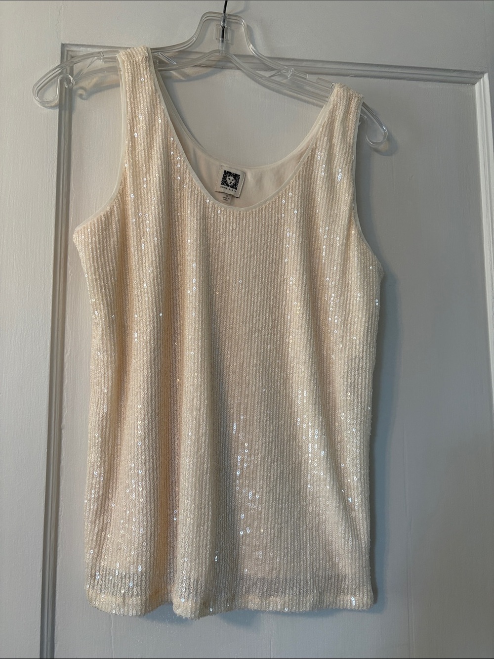 Anne Klein Cream Sequin Tank